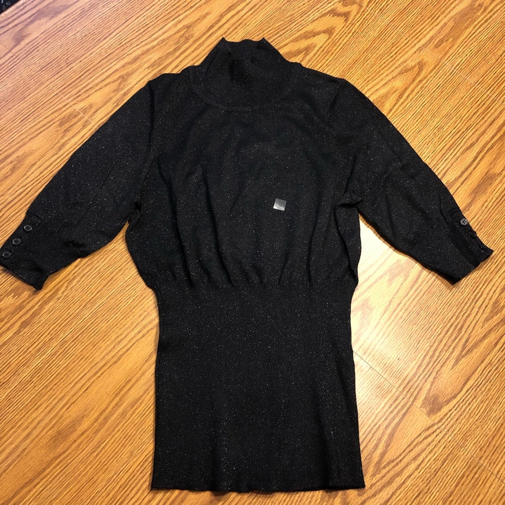 Express Black Shimmer Mock Turtleneck